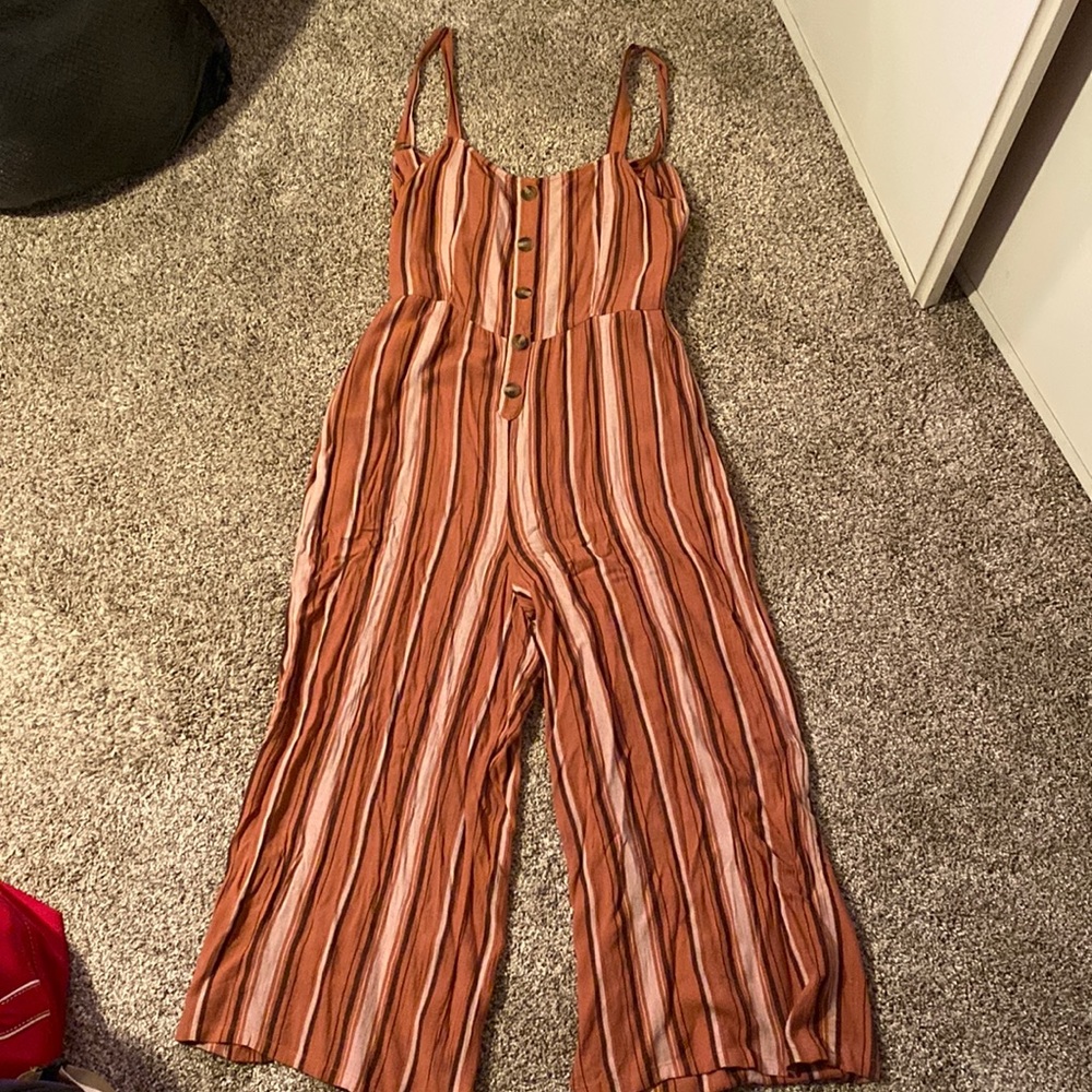 american eagle striped jumpsuit